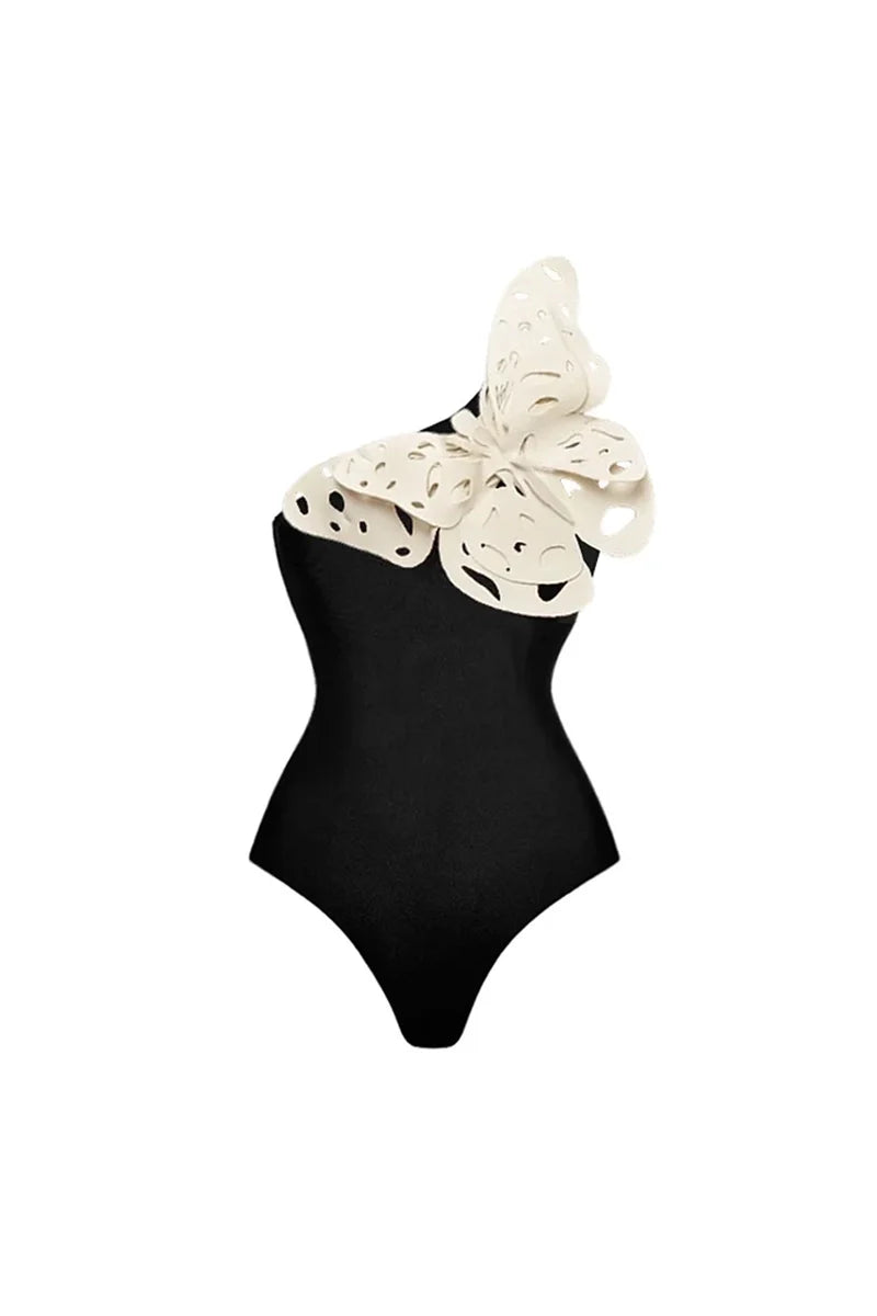 3D Butterfly Cutout One-Shoulder Swimwear-ROVOLE