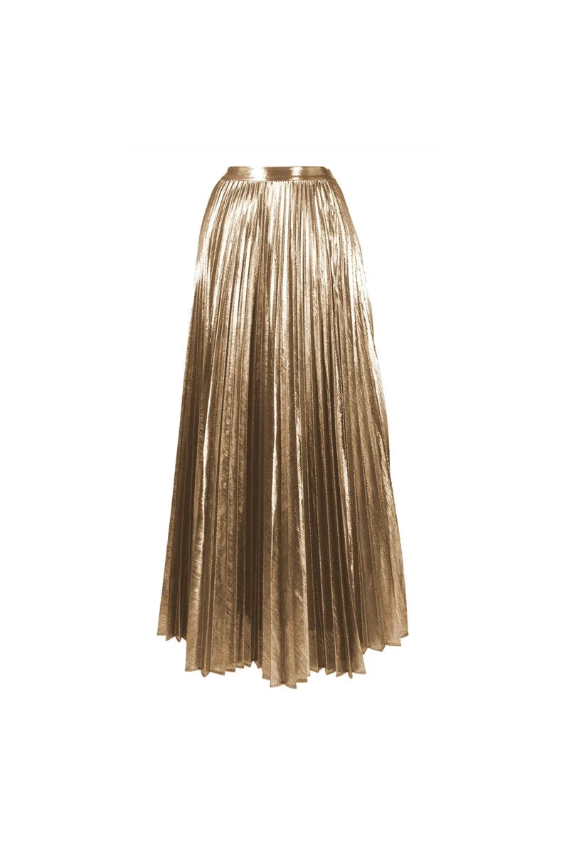 Cutout Gold Patchwork One-Piece Skirt Set-ROVOLE