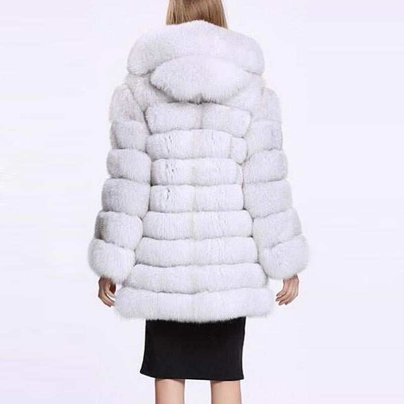 Hooded long faux fur coats-Massicos