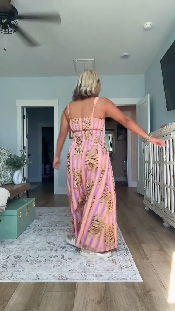 Striped Tiger Print Maxi Dress-ROVOLE