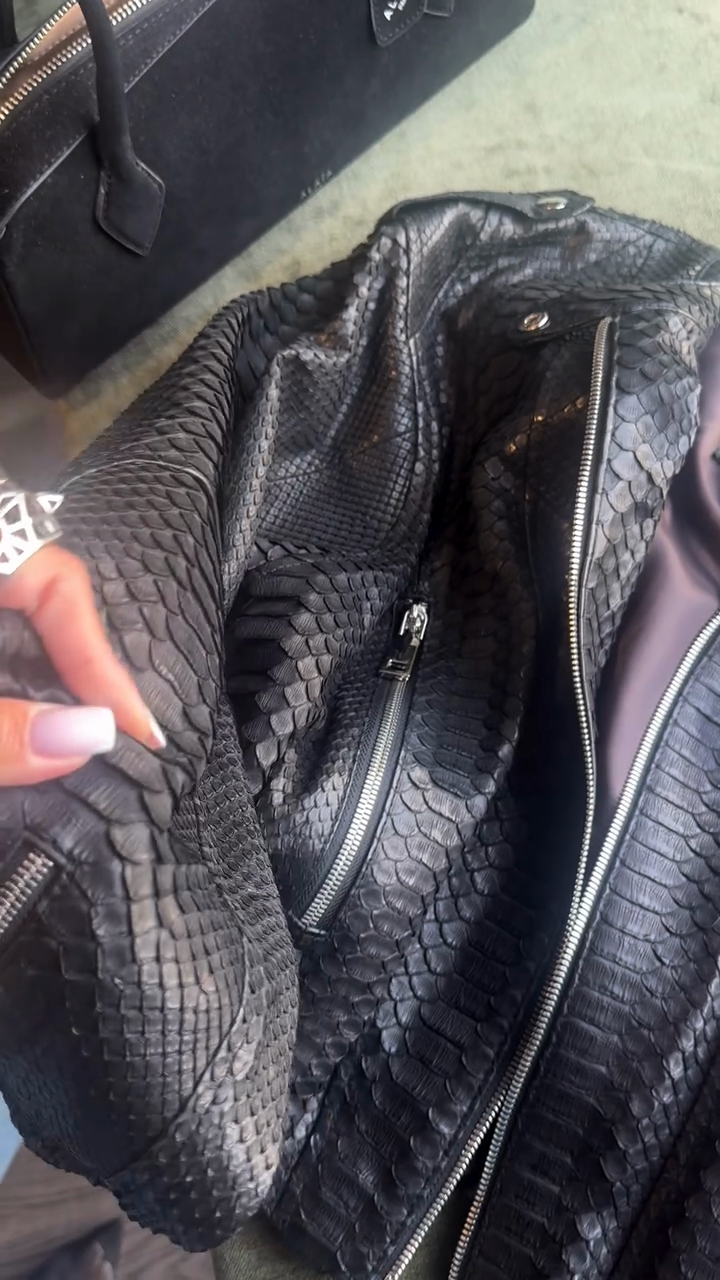 Black Snake - Print Leather Jacket-Massicos
