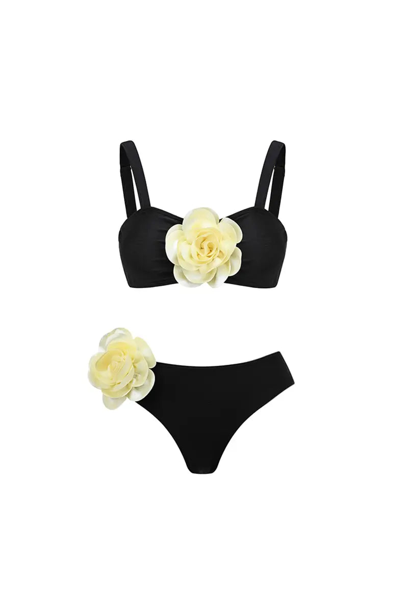Halter 3D Floral Sexy Bikini Set-ROVOLE