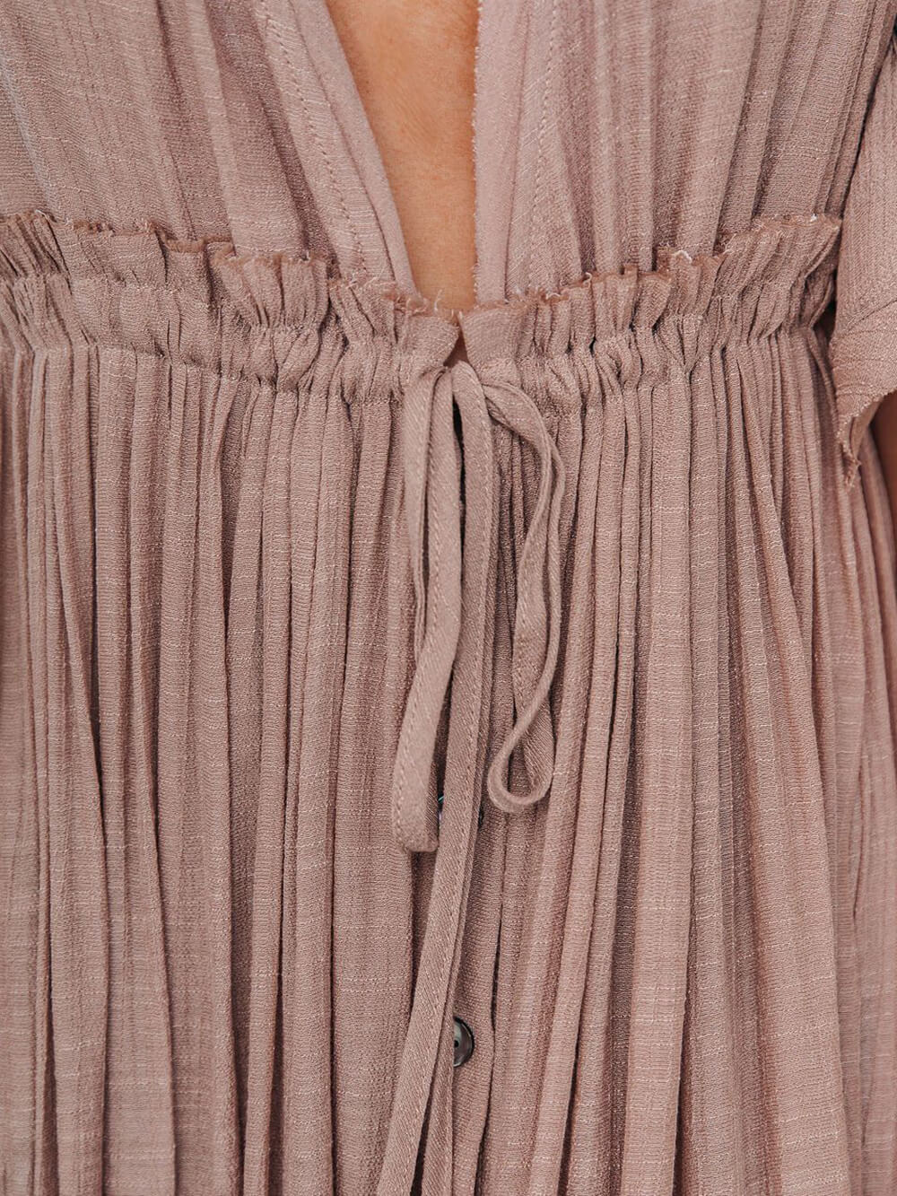 Button Cotton Linen Perfect Beach Boho Maxi Dress-Massicos