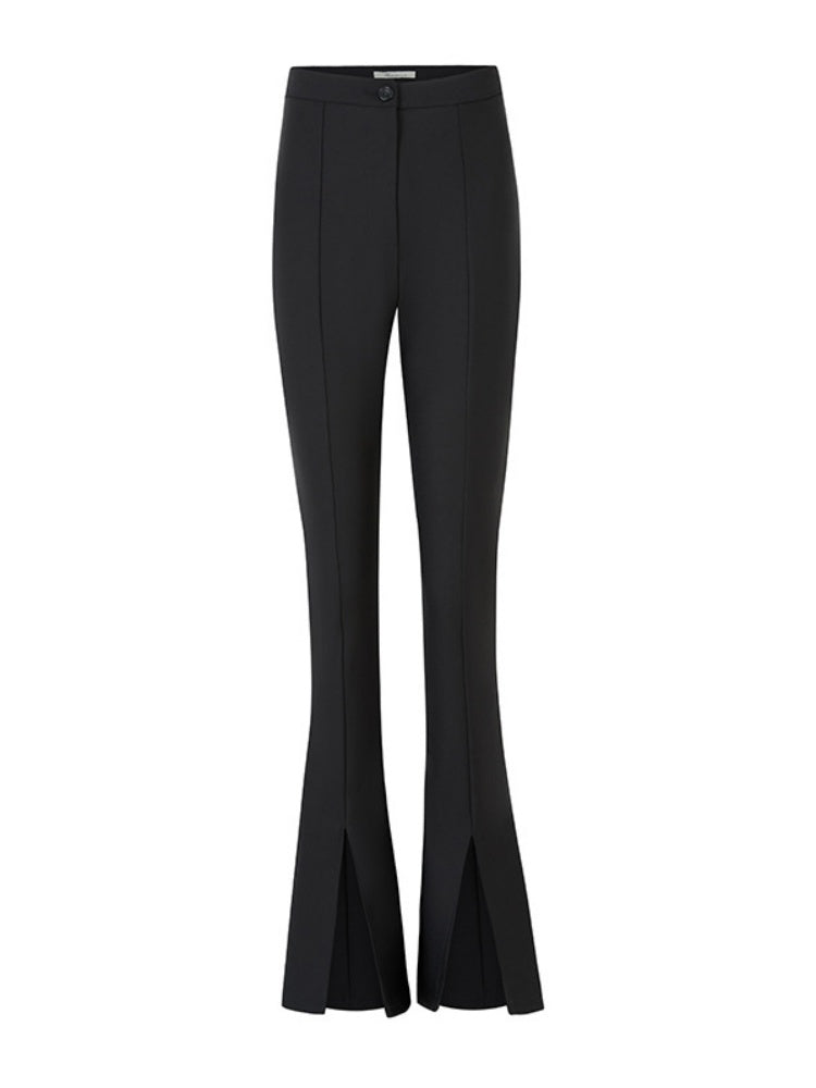 Elegant slit slightly flared suit pants-Massicos