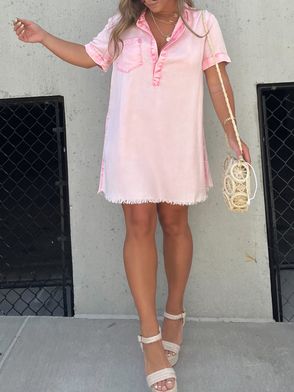 Happy Endings Tencel Shirt Dress Pink-Massicos