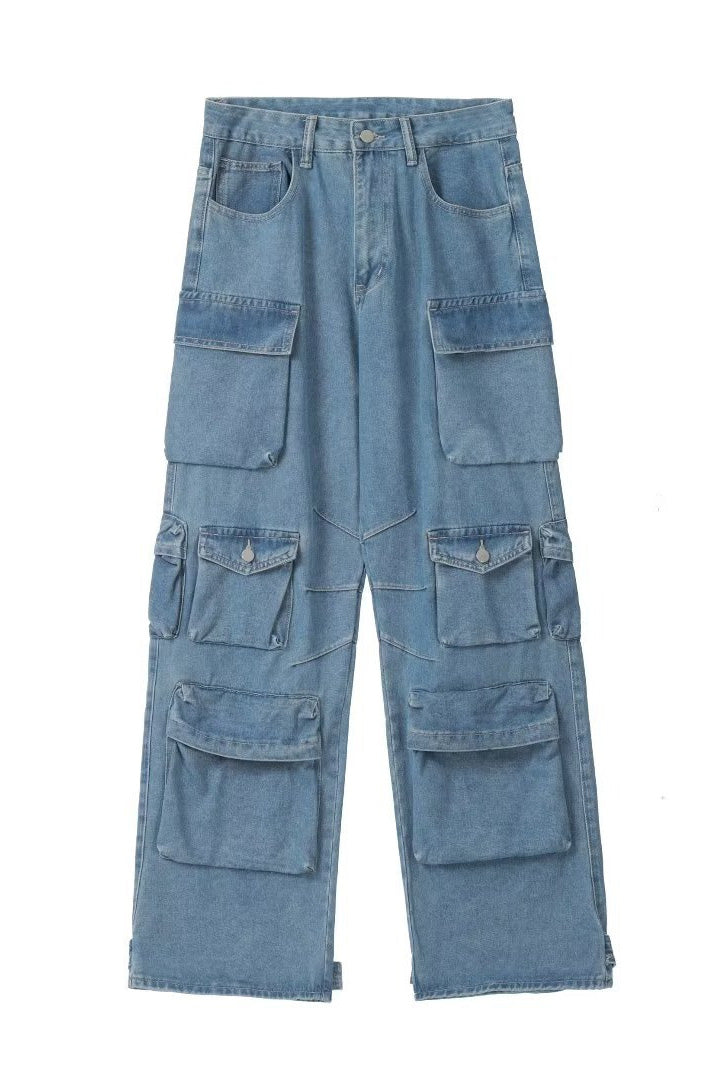 Light Wash Zip Jeans-ROVOLE