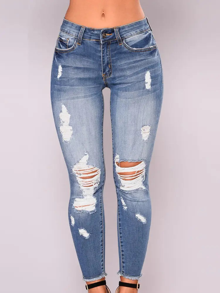 High-Waisted Stretch Skinny Jeans-Massicos