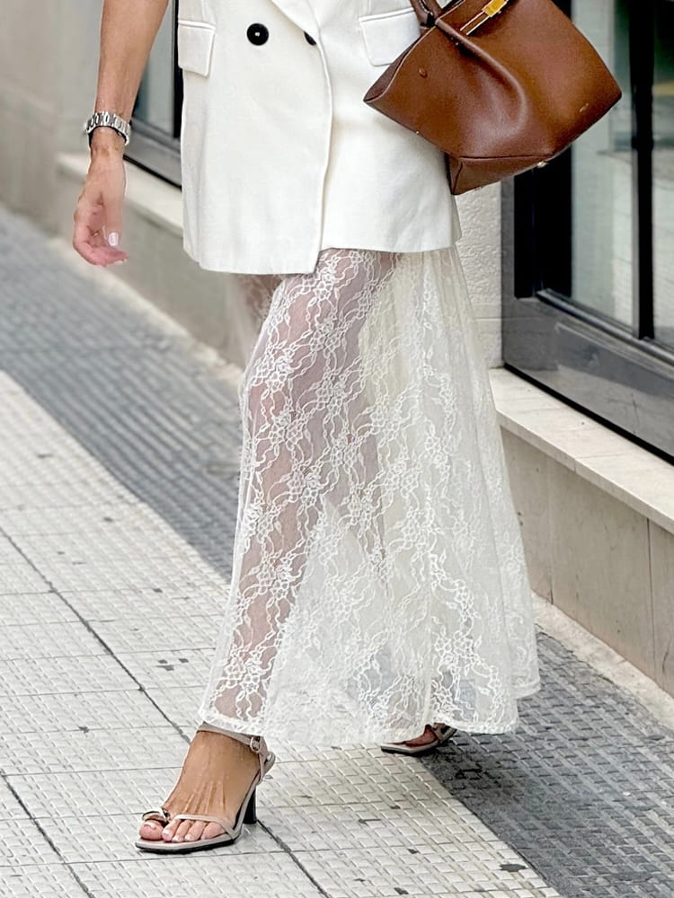 Stylish Cardigan Jacket & Lace Skirt - Set-Massicos