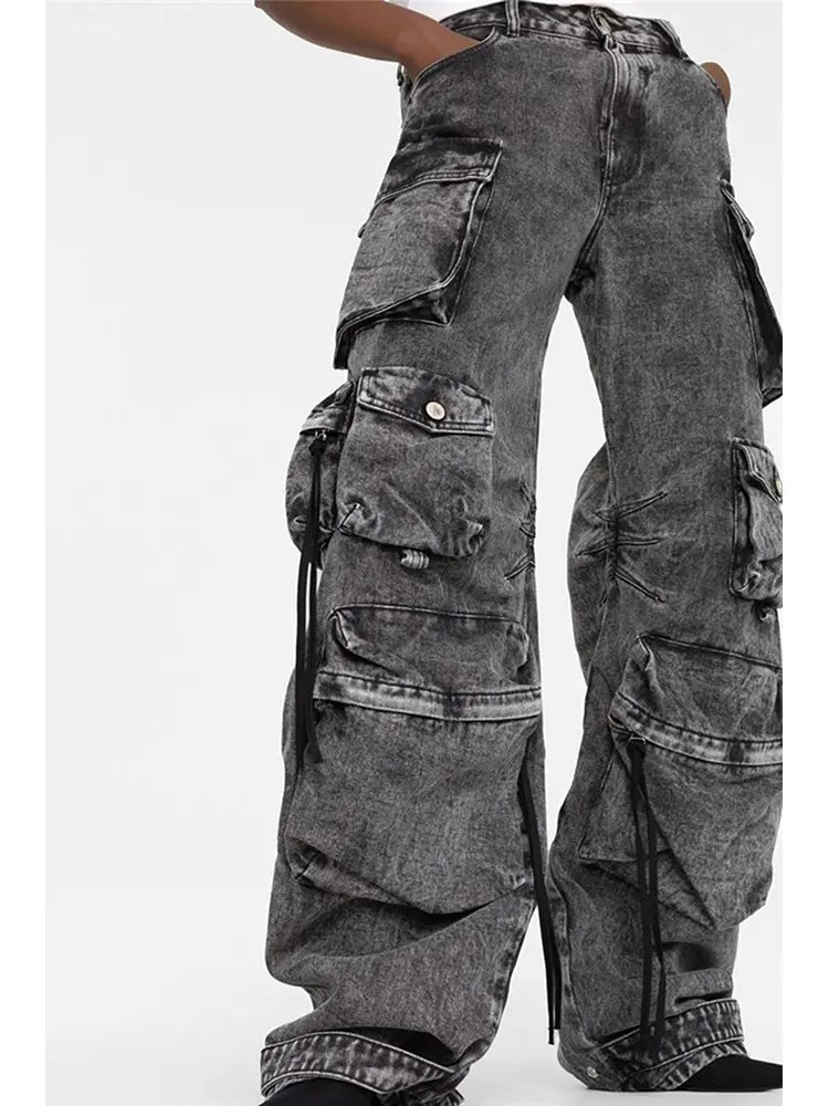 Street Style Cargo Denim-Massicos
