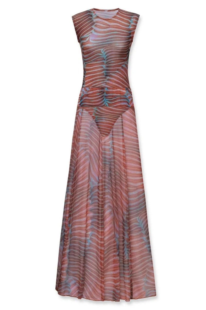 Ripple Glow Mesh Bodysuit Skirt Set-ROVOLE