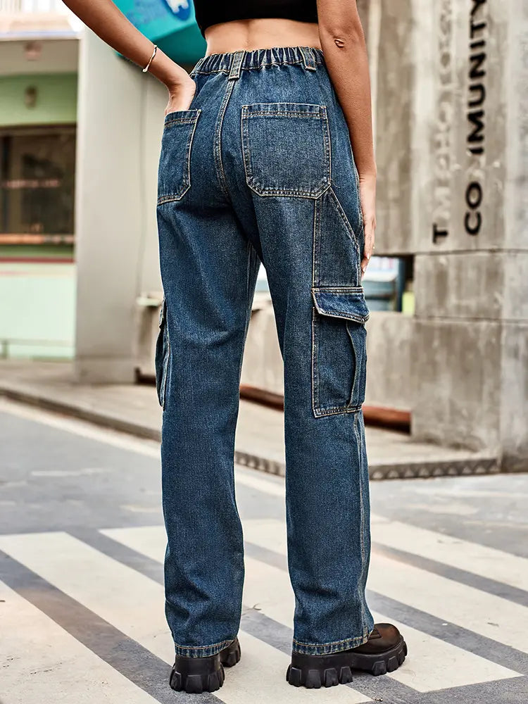 Loose-Fit Denim Side Pocket Trousers-Massicos