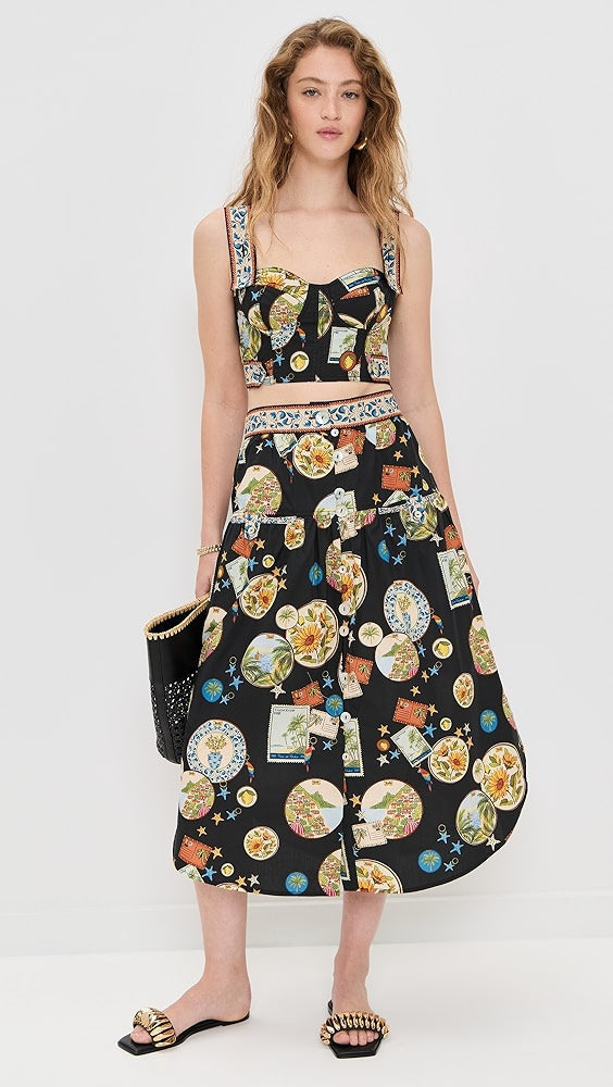Trip Souvenir Black Mixed Buttons Midi Dress Set-Massicos