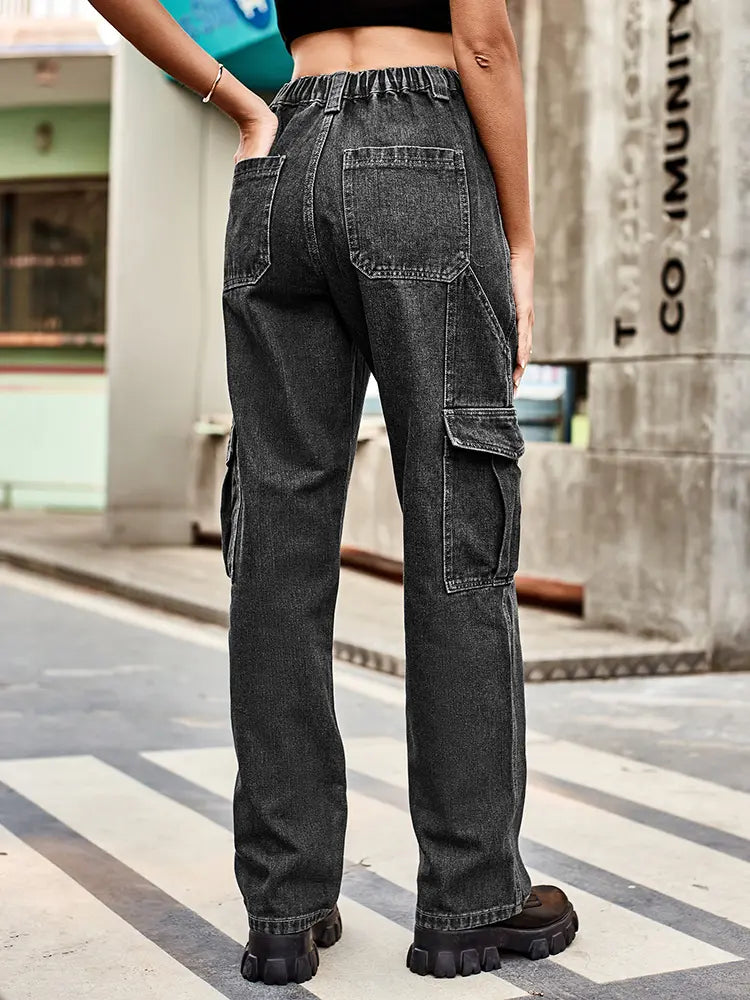 Loose-Fit Denim Side Pocket Trousers-Massicos