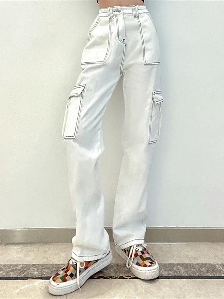 Versatile Elastic Denim Work Pants-Massicos