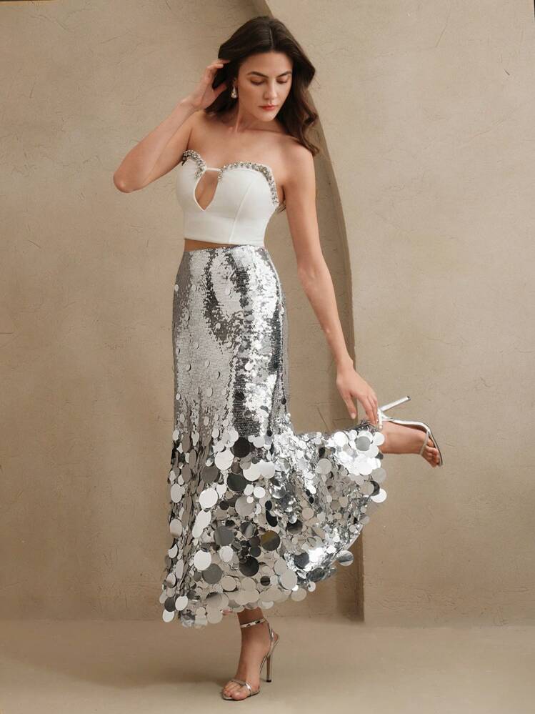 sequined long skirt-Massicos