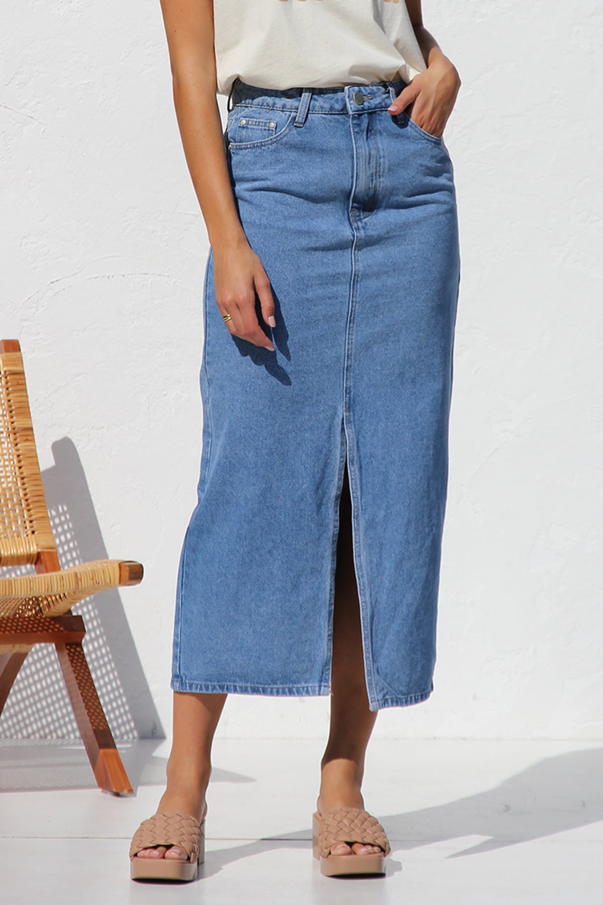 April Denim Skirt-ROVOLE