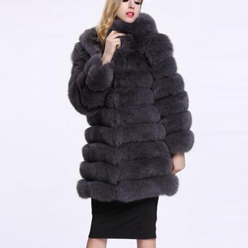 Hooded long faux fur coats-Massicos