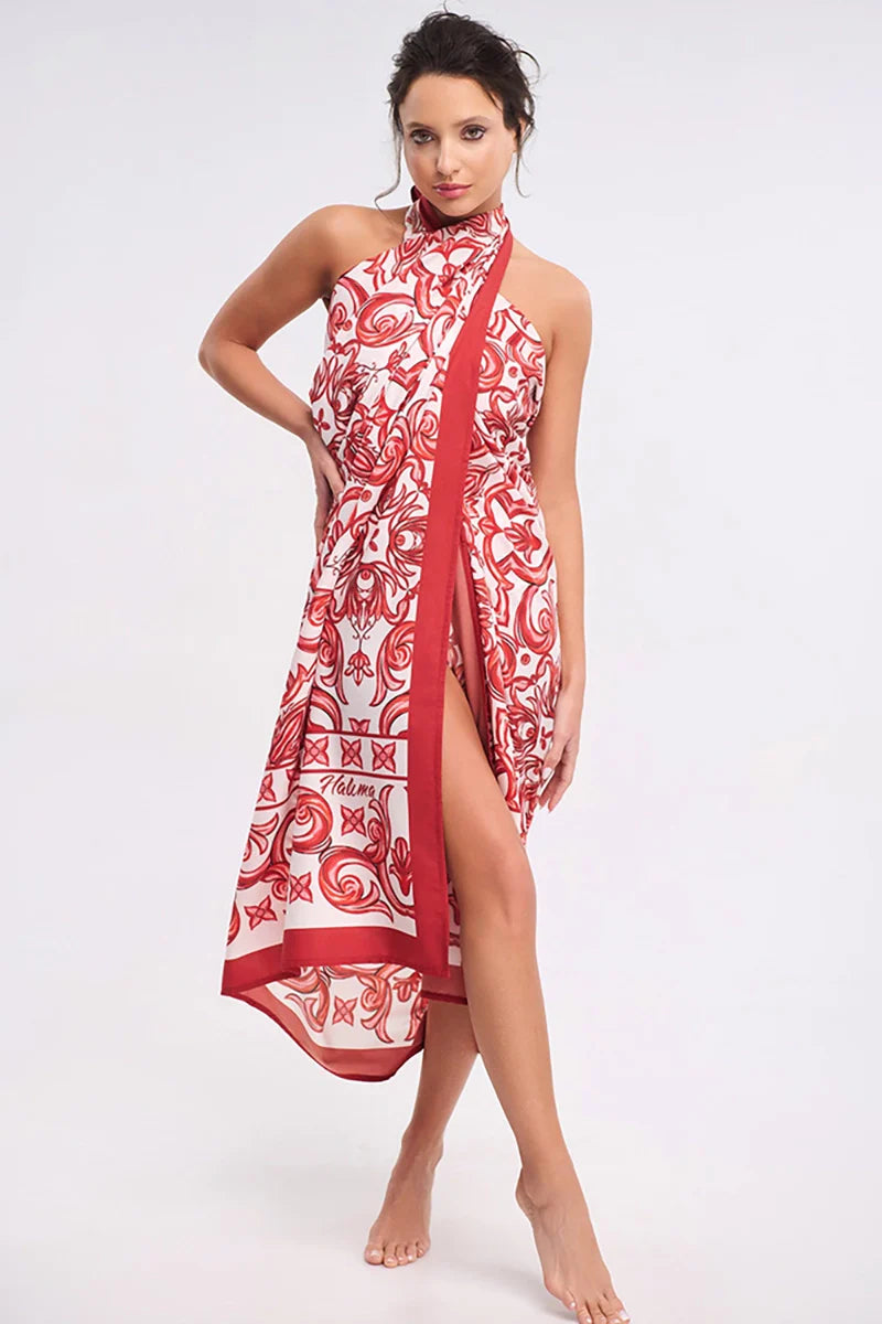 Ethnic Print One-Piece Swimsuit Set-ROVOLE