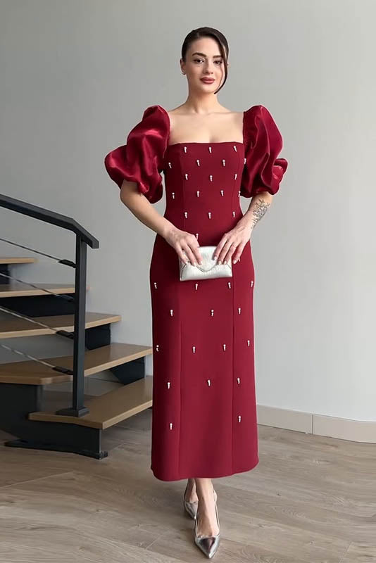 Echoes of the Past – Polka Dot Bodycon Dress-ROVOLE