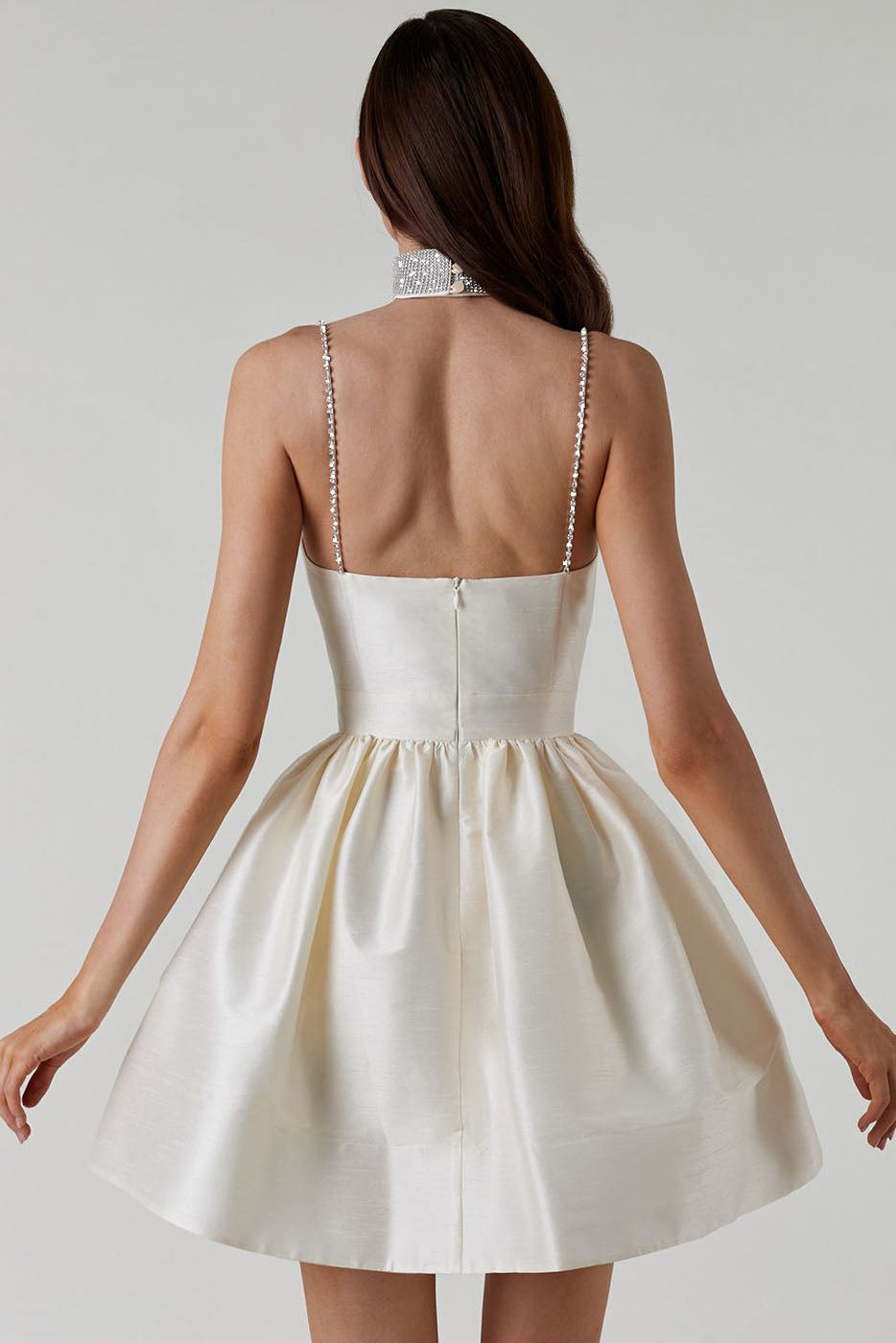 Sweet High-Waist Ruched Fluffy Mini Dress-ROVOLE