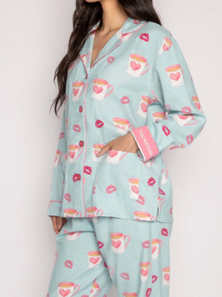 Heart and Lip Print Pajama Set-Massicos