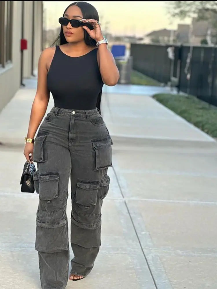 Trendy Multi-Pocket Denim-Massicos