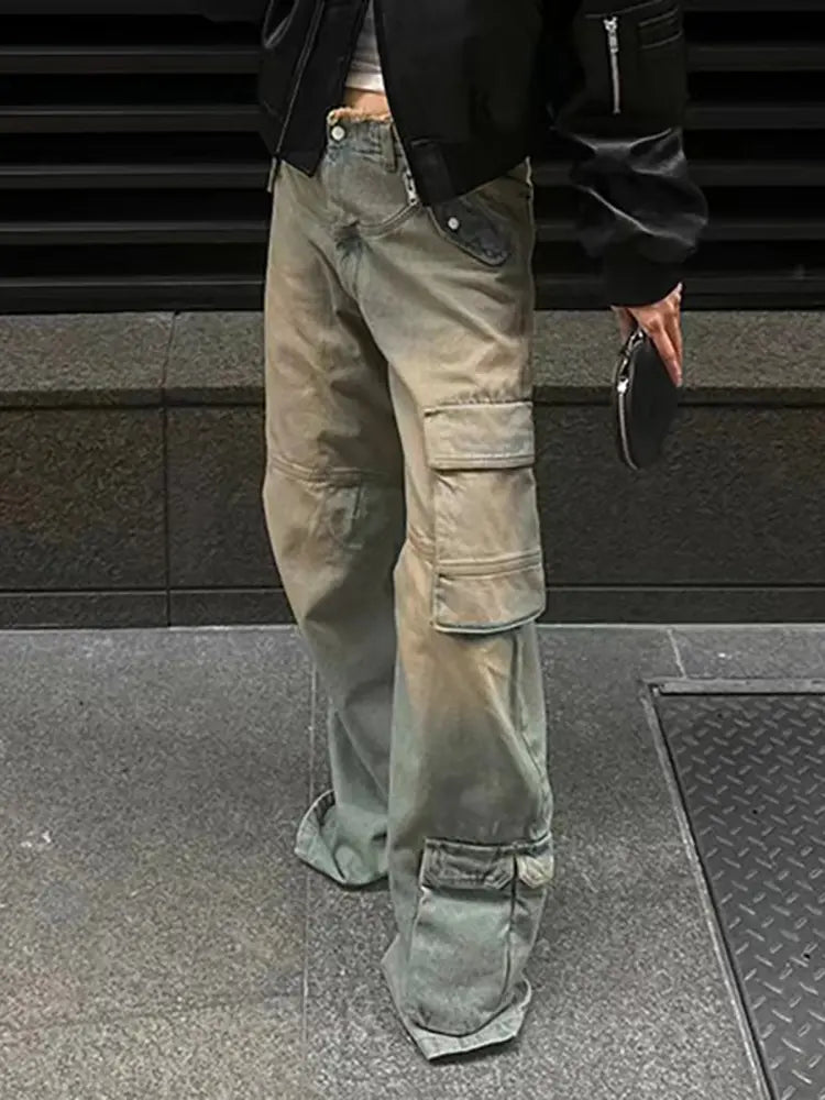 Vintage Washed Denim Pants-Massicos