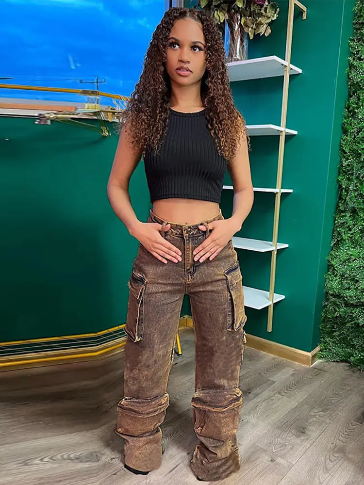 Tie-Dye Cargo Jeans-Massicos