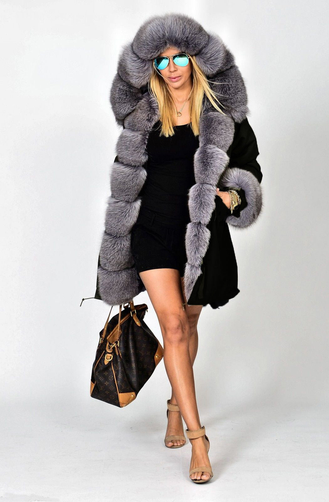 Trafni Ladies Winter Women Thicken Warm Coat Hood Parka Long Jacket Outwear Size S-XXXL-Massicos