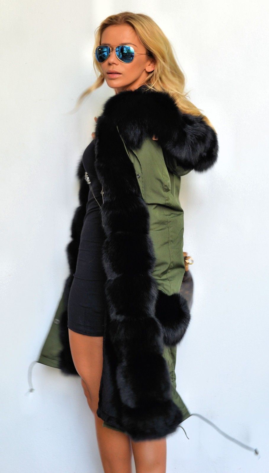 Trafni Women Winter Warm Thick Faux Fur Coat Hood Parka Long Jacket Size 8-18-Massicos