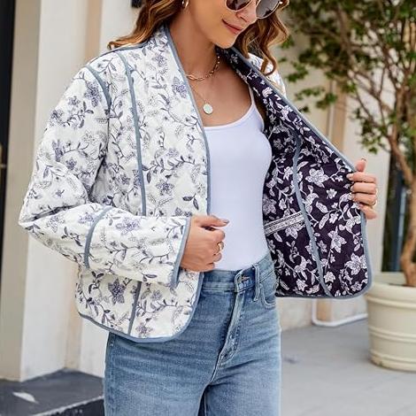 Ethnic Flower Print Reversible Jacket-Massicos