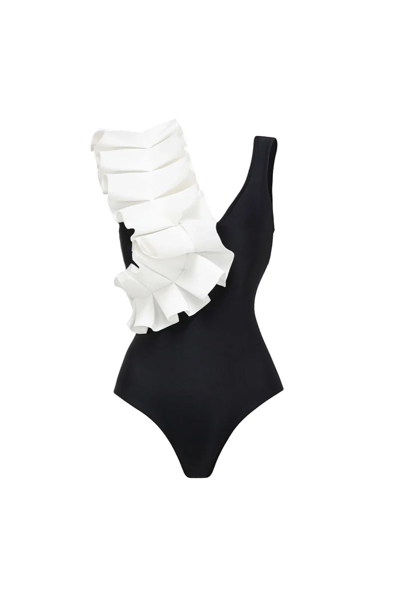 Elegant Polka Dot One-Piece Swimsuit-ROVOLE