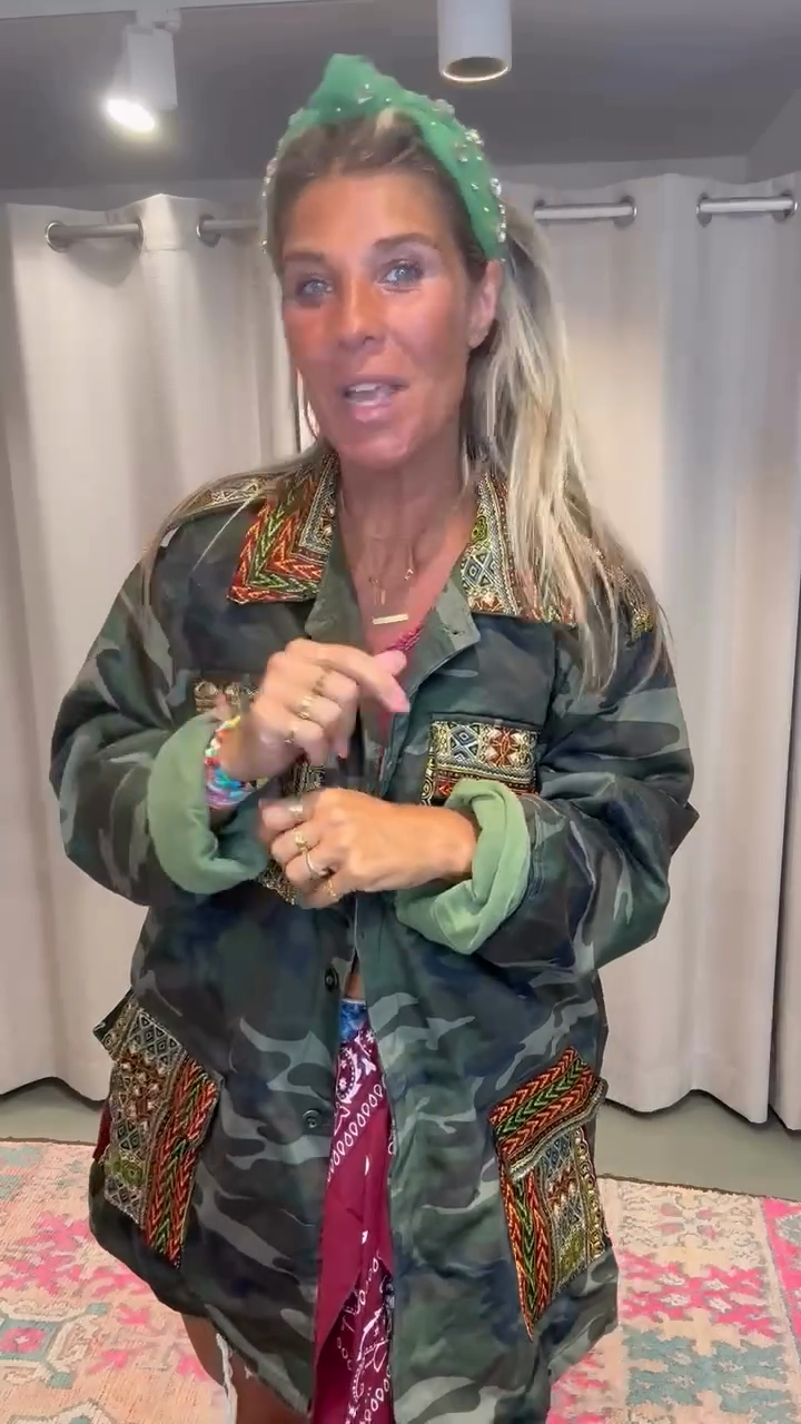 Embroidered Camouflage Jacket-Massicos
