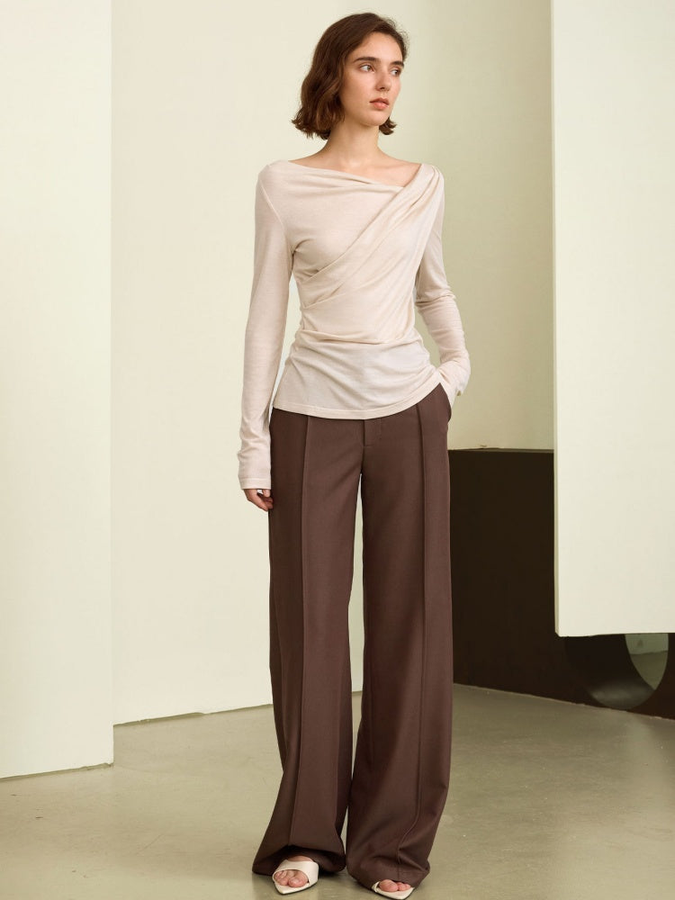 Elegant High waist Wide-Leg Suiting Trousers-Massicos