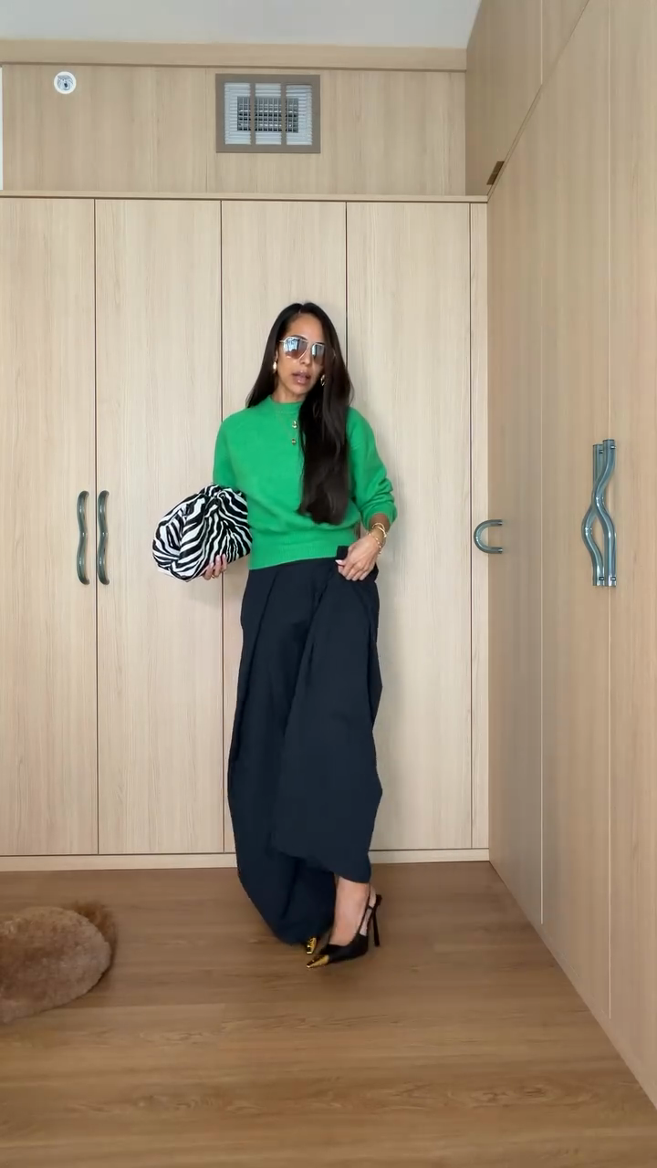 Dark Navy Pinstripe Wide-Leg Pants-Massicos