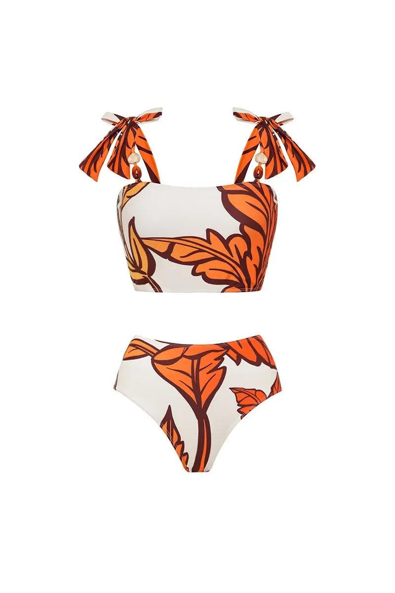 Maple Print Swimsuit Set Trio-ROVOLE