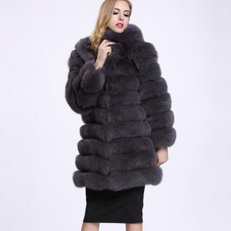 Hooded long faux fur coats-Massicos
