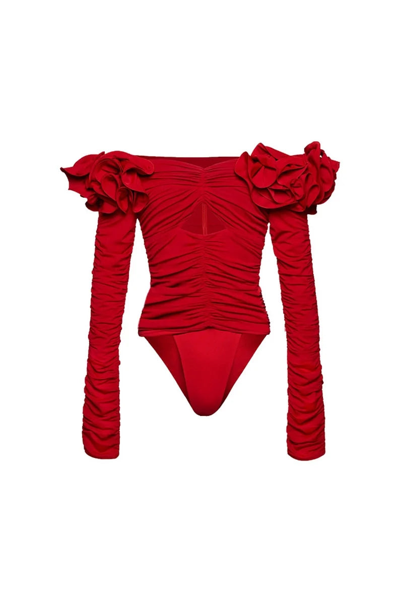Floral Appliqué Swimsuit Set-ROVOLE