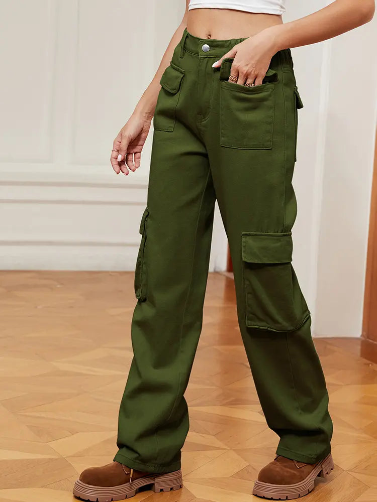 Retro Utility Denim Cargo Pants-Massicos
