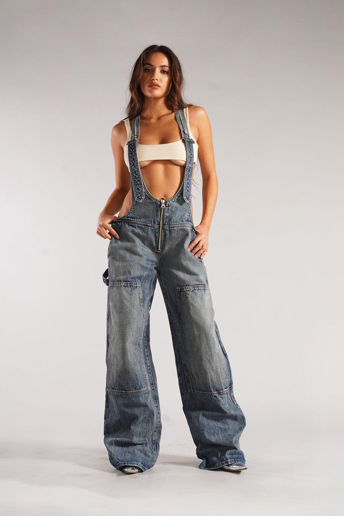 Chic Utility Denim Jumpsuit-ROVOLE