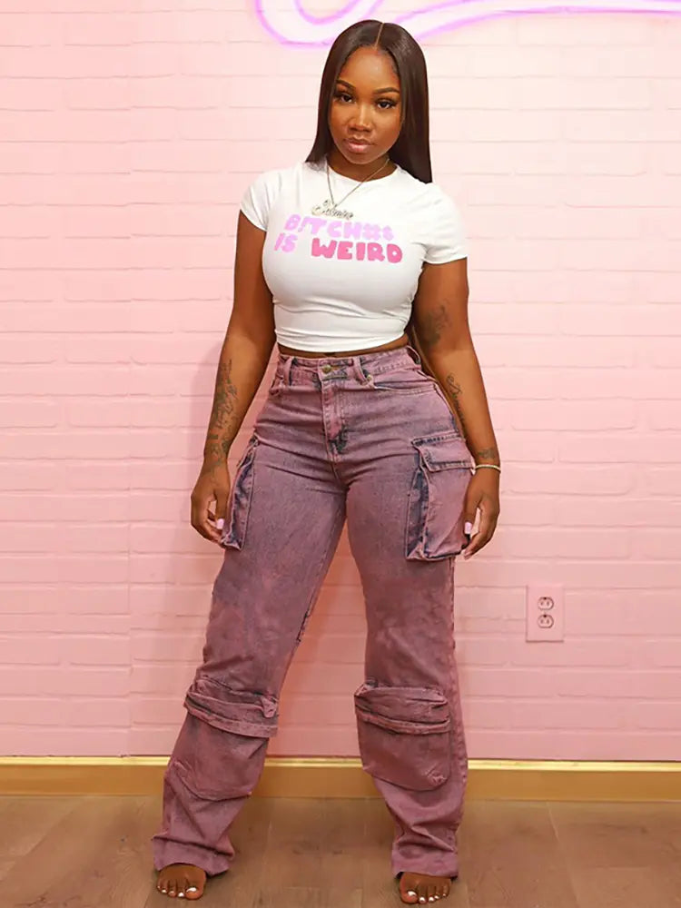 Tie-Dye Cargo Jeans-Massicos