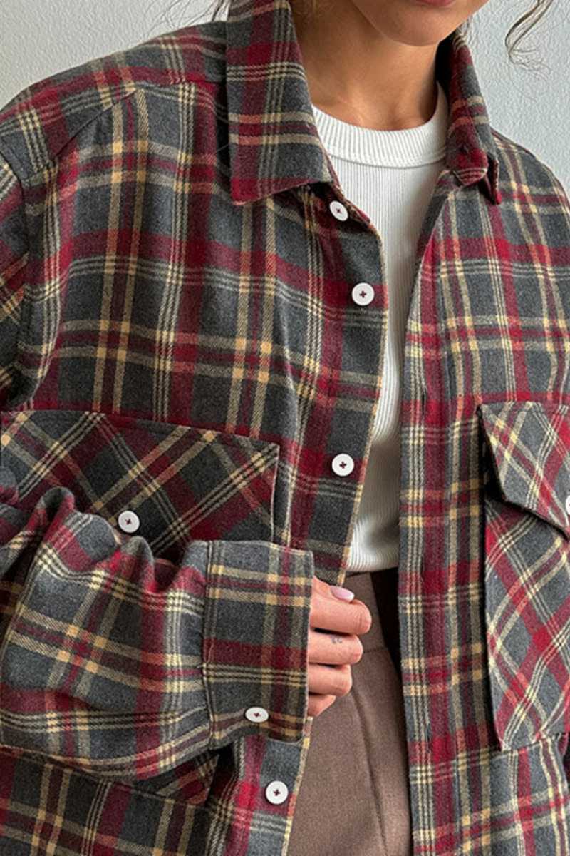 Vintage Loose Casual Plaid Shirt-ROVOLE