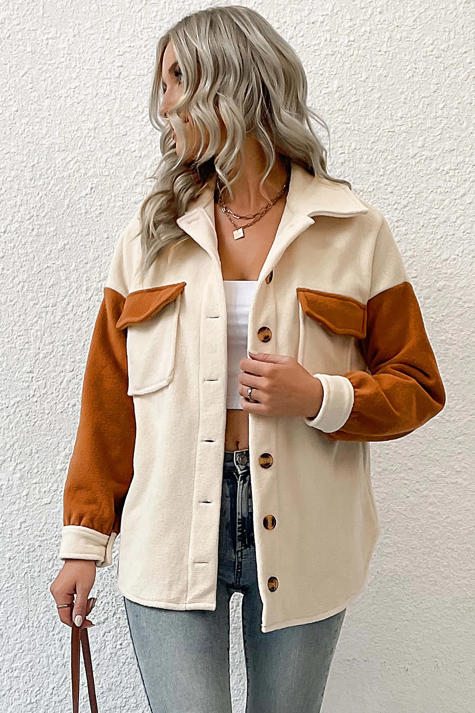 Down To Cuddle Cozy Shacket - Cream-ROVOLE