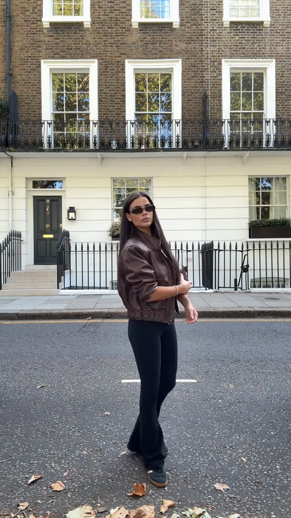 Brown leather biker jacket-Massicos