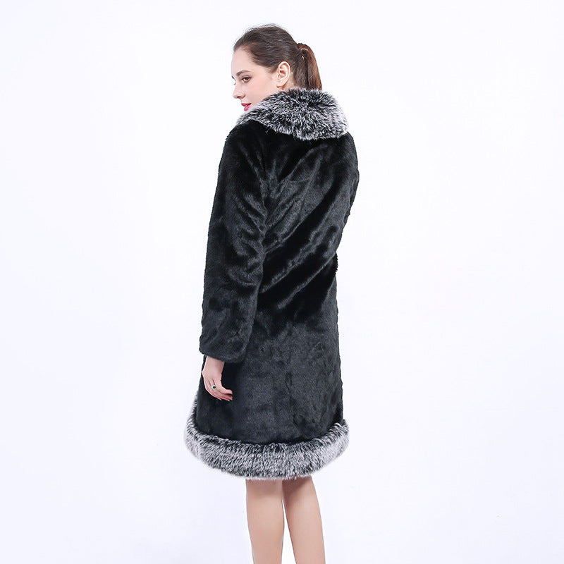 Black patchwork faux fur coats-Massicos
