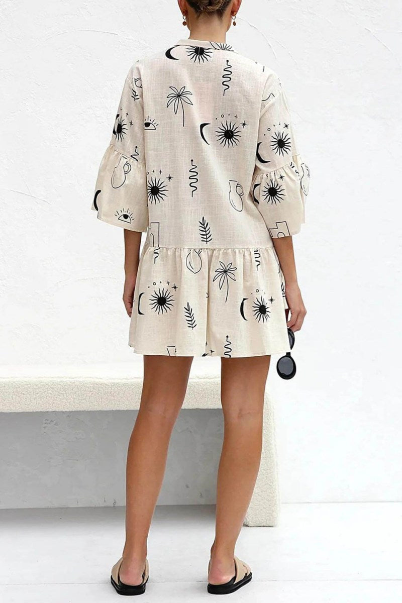 Ethnic Style Loose Shirt Short Dress-ROVOLE