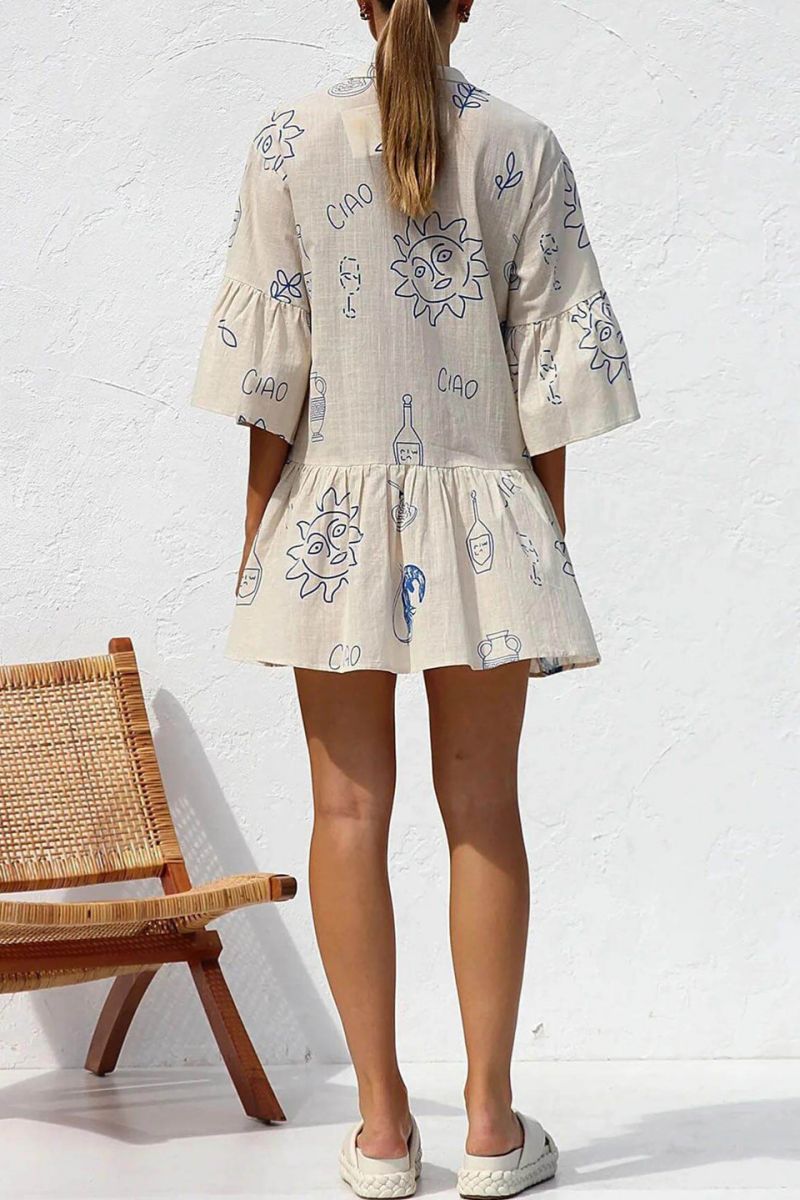 Ethnic Style Loose Shirt Short Dress-ROVOLE