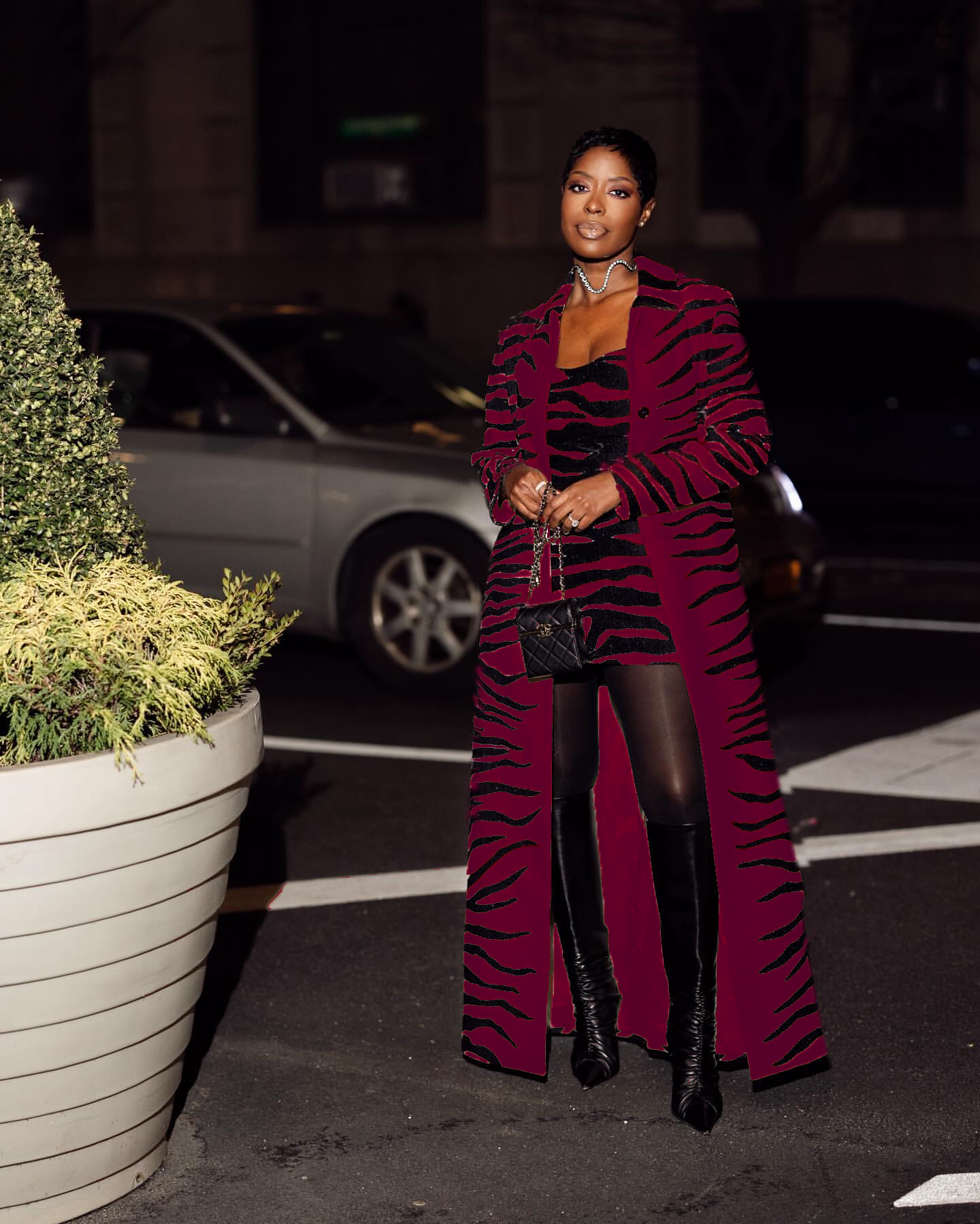 Zebra-print velvet set-Massicos