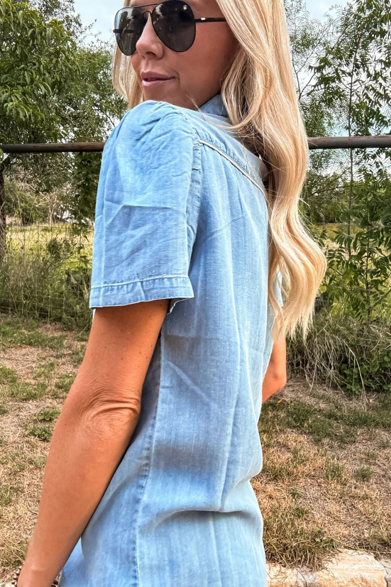 The Booker Western Button Down (Blue)-ROVOLE