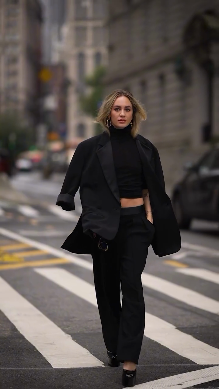 Black Tailored Suit Set-Massicos